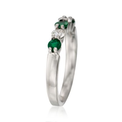 .40 ct. t.w. Emerald Wedding Ring With .30 ct. t.w. Diamonds In 18kt White Gold &mdash; Alt Image 2