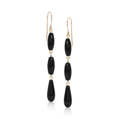 Black Onyx Dangle Earrings In 14kt Yellow Gold &mdash; Alt Image 1