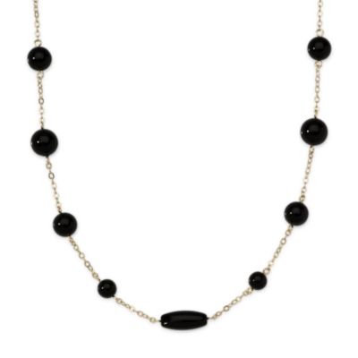 Multi-Shaped Black Onyx Bead Necklace In 14kt Yellow Gold &mdash; Alt Image 1