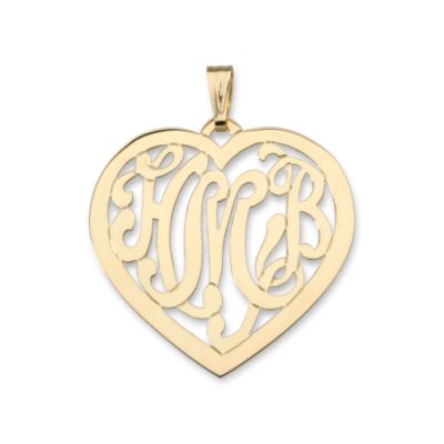 14kt Yellow Gold Heart Monogram Pendant &mdash; Alt Image 1