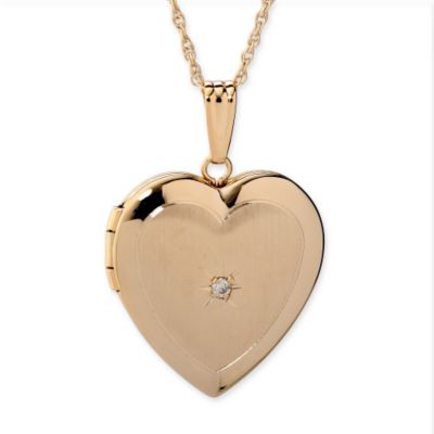 Diamond Accent Heart Locket Necklace In 14kt Yellow Gold 18" &mdash; Alt Image 1
