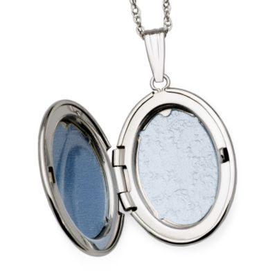Diamond Accent Oval Locket In 14kt White Gold 18" &mdash; Alt Image 2