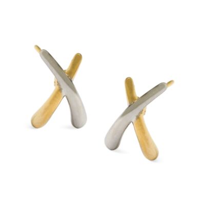 X-Motif Earrings in Two-Tone 14kt Gold &mdash; Alt Image 1