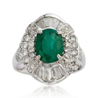 2.00 Carat Emerald and 1.50 ct. t.w. Diamond Ring In 18kt White Gold &mdash; Alt Image 1