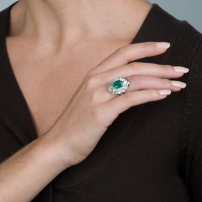 2.00 Carat Emerald and 1.50 ct. t.w. Diamond Ring In 18kt White Gold &mdash; Alt Image 4