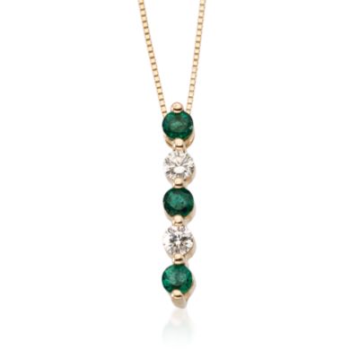 1.20 ct. t.w. Emerald and Diamond Pendant Necklace In 14kt Yellow Gold. 16" &mdash; Alt Image 1