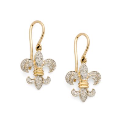 .15 ct. t.w. Diamond Fleur-De-Lis Earrings in 14kt Yellow Gold &mdash; Alt Image 1