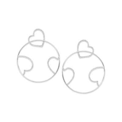 .55 ct. t.w. Diamond Open Heart Circle Drop Earrings In 18kt White Gold  &mdash; Alt Image 1