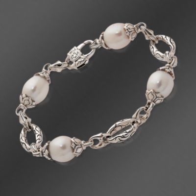 Scott Kay 7.5mm Cultured Pearl Link Bracelet 7.5" &mdash; Alt Image 1
