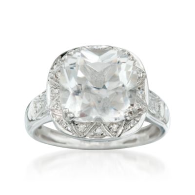 5.00 Carat White Topaz and Diamond Ring in 14kt White Gold &mdash; Alt Image 1