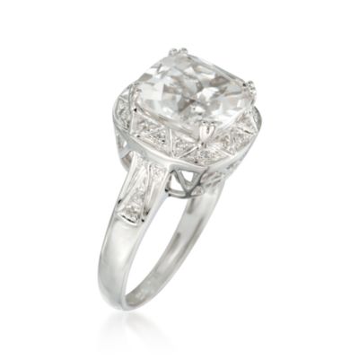 5.00 Carat White Topaz and Diamond Ring in 14kt White Gold &mdash; Alt Image 3