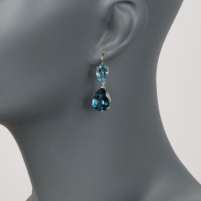 25.00 ct. t.w. London Blue Topaz Dangle Earrings in 14kt Yellow Gold &mdash; Alt Image 2
