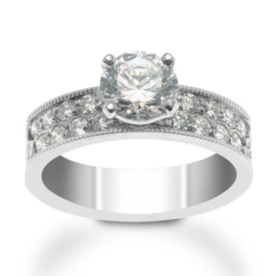 Double-Row Engagement Ring Setting in 14kt White Gold With .48 ct. t.w. Side Diamonds &mdash; Alt Image 1