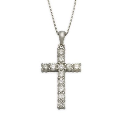 1.00 ct. t.w. Diamond Cross Necklace in 14kt White Gold. 18" &mdash; Alt Image 1