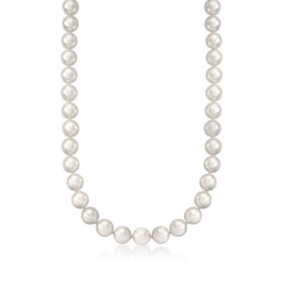 Mikimoto 7x6.5mm A1 Akoya Pearl Necklace in 18kt White Gold. 16" &mdash; Alt Image 1
