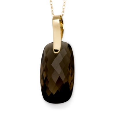 13.00 Carat Smoky Quartz Necklace in 14kt Yellow Gold &mdash; Alt Image 1