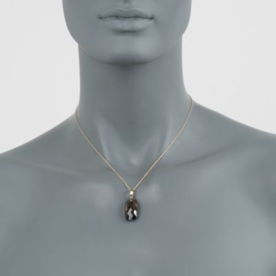 13.00 Carat Smoky Quartz Necklace in 14kt Yellow Gold &mdash; Alt Image 2