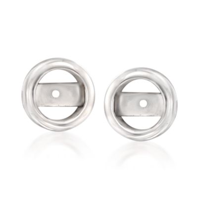 14kt White Gold Bezel Earring Jackets  &mdash; Alt Image 1