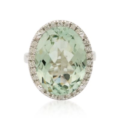 12.60 Carat Green Amethyst and .40 ct. t.w. Diamond Ring in 14kt White Gold &mdash; Alt Image 1
