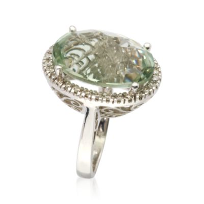 12.60 Carat Green Amethyst and .40 ct. t.w. Diamond Ring in 14kt White Gold &mdash; Alt Image 3