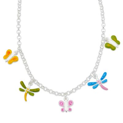 Child's Sterling and Enamel Butterfly Necklace. 15" &mdash; Alt Image 1