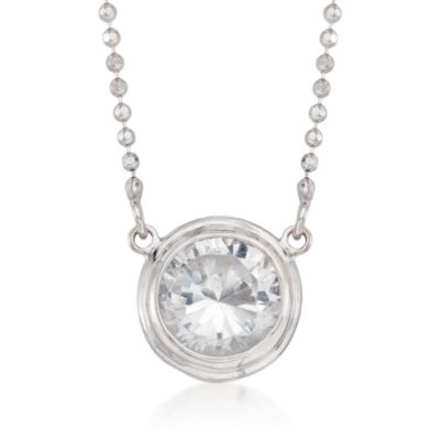 1.00 Carat CZ Pendant Necklace in 14kt White Gold. 18" &mdash; Alt Image 1