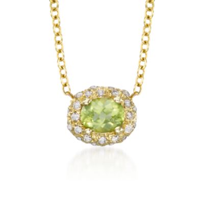 .40 ct. t.w. Peridot and .10 ct. t.w. Diamond Pendant Necklace in 14kt Yellow Gold. 16" &mdash; Alt Image 1