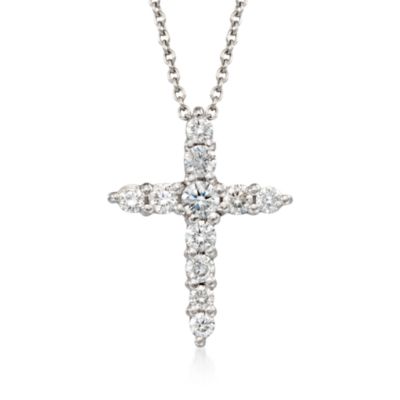 Roberto Coin .39 ct. t.w. Diamond Cross Pendant Necklace in 18kt White Gold. 16" &mdash; Alt Image 1
