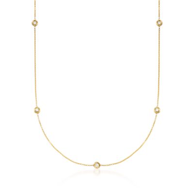 Roberto Coin .23 ct. t.w. Diamond Station Necklace in 18kt Yellow Gold. 16" &mdash; Alt Image 1