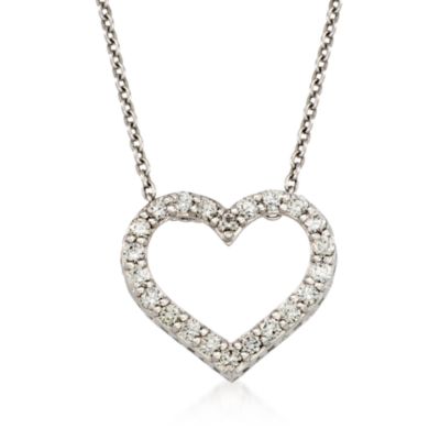 Roberto Coin "Tiny Treasures" .75 ct. t.w. Diamond Open Heart Necklace With Ruby in 18kt White Gold. 16" &mdash; Alt Image 1