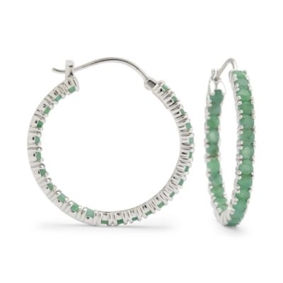 4.50 ct. t.w. Emerald Hoop Earrings in Sterling Silver &mdash; Alt Image 1