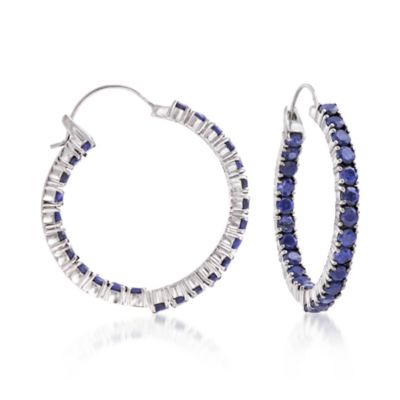 6.00 ct. t.w. Sapphire In-And-Out Hoop Earrings in Sterling Silver  &mdash; Alt Image 1