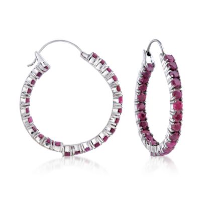 6.50 ct. t.w. Ruby In-And-Out Hoop Earrings in Sterling Silver &mdash; Alt Image 1