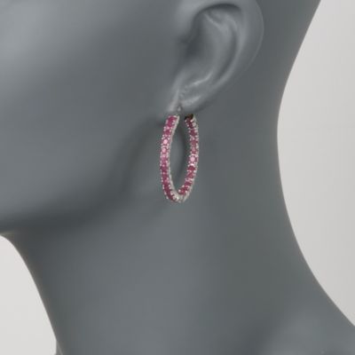 6.50 ct. t.w. Ruby In-And-Out Hoop Earrings in Sterling Silver &mdash; Alt Image 2