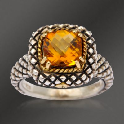 Andrea Candela 1.90 Carat Citrine Ring in Two-Tone. Size 7 &mdash; Alt Image 1