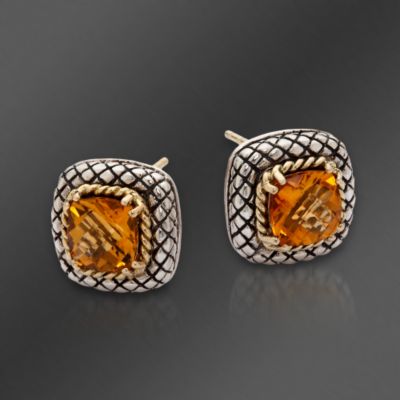 Andrea Candela 18kt Gold and Textured Sterling  Citrine Earrings &mdash; Alt Image 1