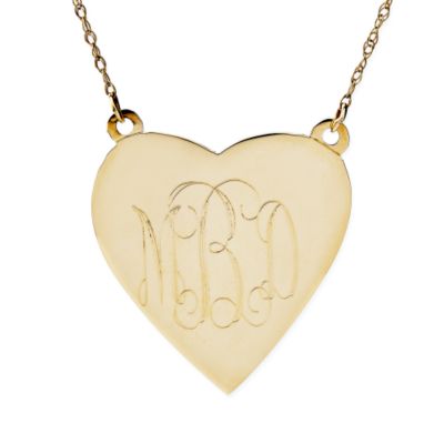 14kt Yellow Gold Monogrammed Heart Necklace &mdash; Alt Image 1