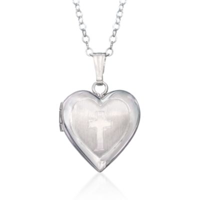 Child's Sterling Silver Heart Locket Necklace. 15" &mdash; Alt Image 1