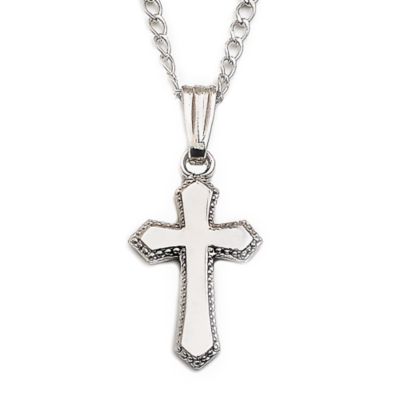 Child's Sterling Silver Cross Necklace. 13" &mdash; Alt Image 1
