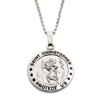 Sterling Silver Saint Cristopher Pendant With Chain. 20" &mdash; Alt Image 1