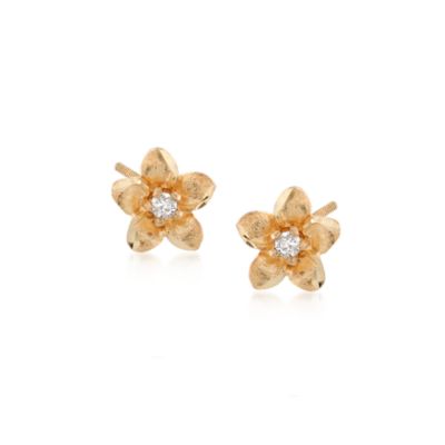 Child's 14kt Yellow Gold Diamond Flower Stud Earrings &mdash; Alt Image 1