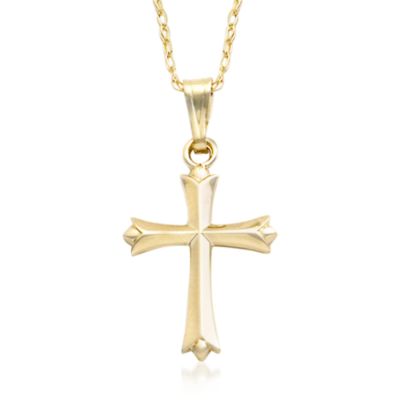 Child's 14kt Yellow Gold Cross Pendant Necklace. 15" &mdash; Alt Image 1