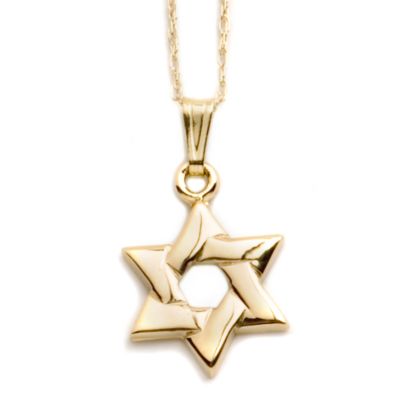 Child's 14kt Yellow Gold Star of David Necklace. 15" &mdash; Alt Image 1