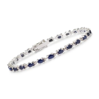6.50 ct. t.w. Sapphire Bracelet With Diamond Accents in Sterling Silver &mdash; Alt Image 1