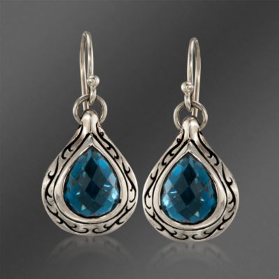 Scott Kay London Blue Topaz Drop Earrings in Sterling Silver &mdash; Alt Image 1
