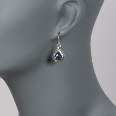 Scott Kay London Blue Topaz Drop Earrings in Sterling Silver &mdash; Alt Image 2