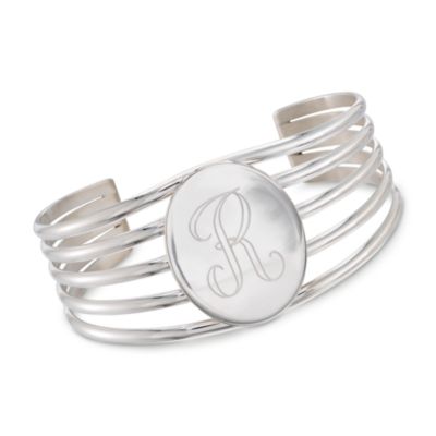 Sterling Silver Large Monogram Cuff Bracelet &mdash; Alt Image 1