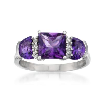 2.20 ct. t.w. Amethyst Ring With Diamonds in 14kt White Gold &mdash; Alt Image 1