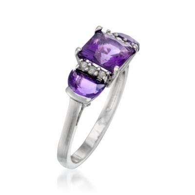 2.20 ct. t.w. Amethyst Ring With Diamonds in 14kt White Gold &mdash; Alt Image 3