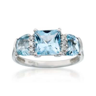 2.50 ct. t.w. Aquamarine Ring With Diamonds in 14kt White Gold &mdash; Alt Image 1